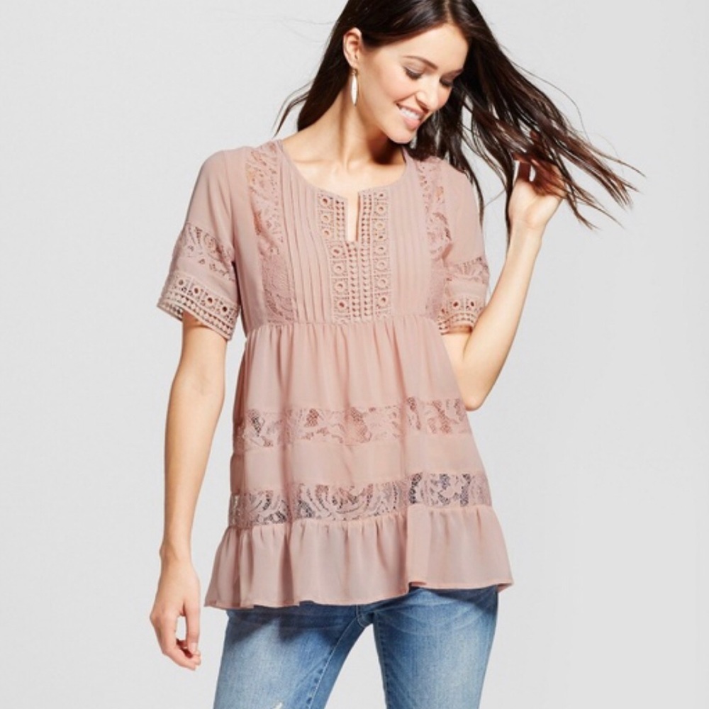 Crocheted Lace Peplum Blouse